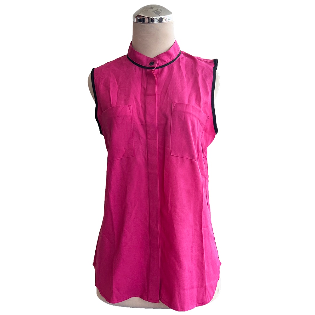 [SALE] Tank Top Shirt Collar Sleeveless | Atasan Blouse Wanita Kancing Import