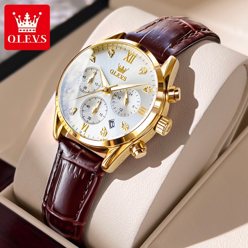 OLEVS Jam Tangan Wanita Original 5523 Anti Air Kecil Kulit Korea Casual luxury Chrono Watch Women