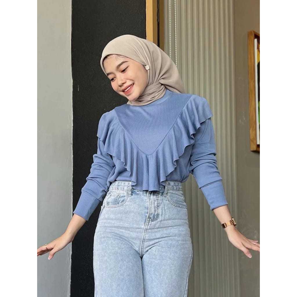 Baju Atasan Lengan Panjang Wanita / Blouse Rumbai Wanita