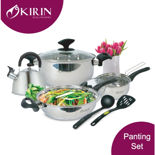 Kirin Panting Pan Set Series Paket Panci Teko Wajan Nylon Ladle