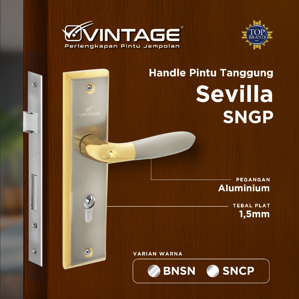 HANDLE PINTU / GAGANG PINTU PINTU TANGGUNG+BODY KUNCI VINTAGE SEVILLA