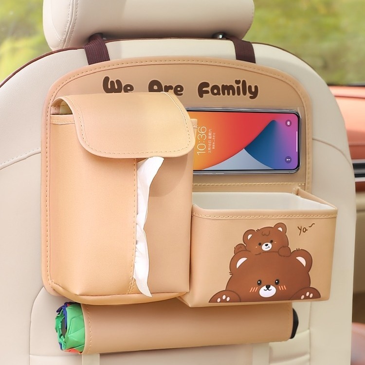 Car Seat Organizer 4in1 Multifungsi Tissue Tong Sampah Mobil Kulit 910