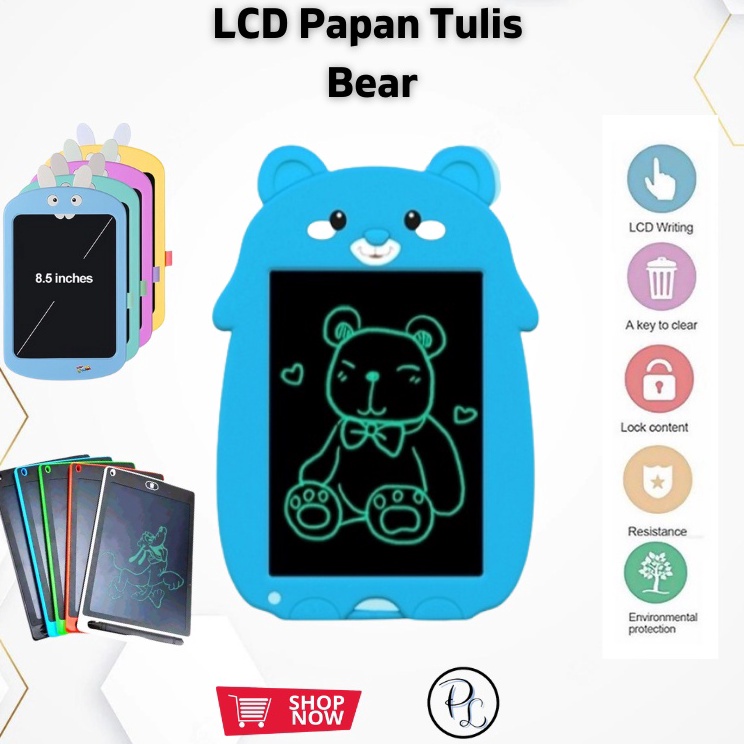 LCD Writing Drawing Tablet Bear 9 Inc Papan Tulis Edukasi Karakter Mainan Edukasi Anak LCD Rabbit