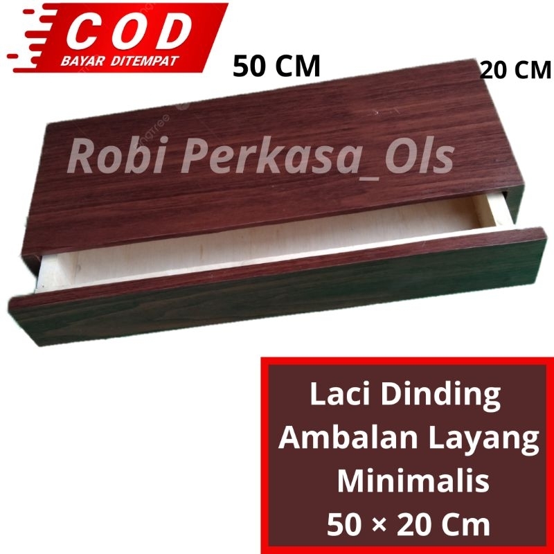 Rak Dinding Laci Ambalan Minimalis 50×20cm / Rak Ambalan Dinding Laci Minimalis / Rak Ambalan Laci M