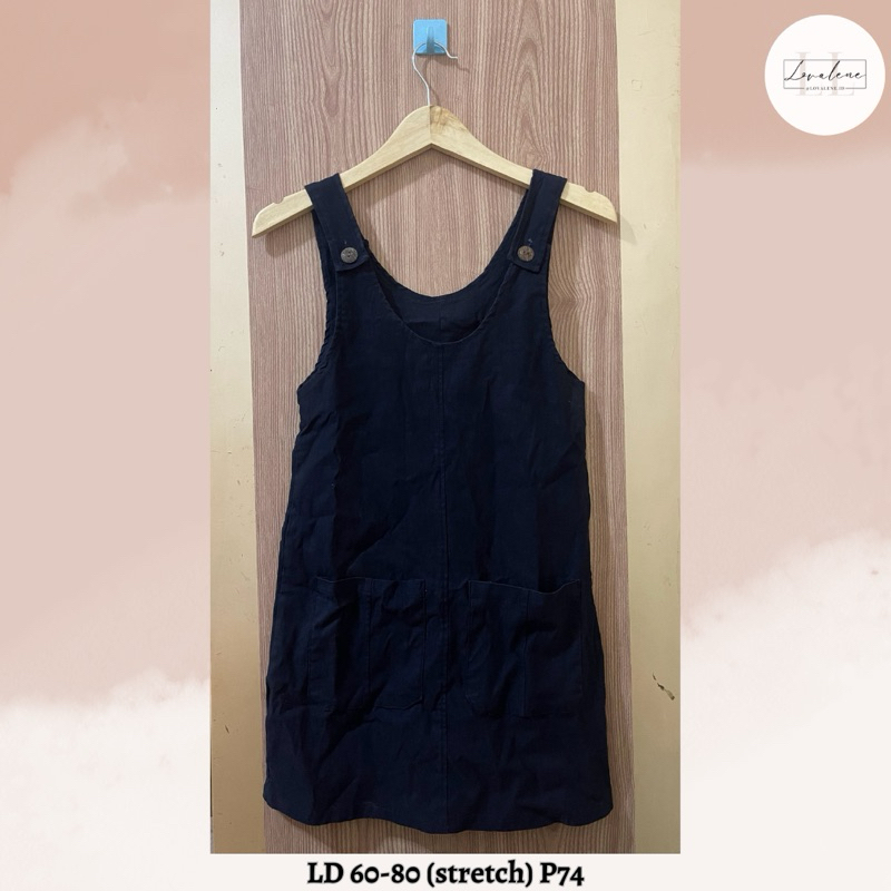 Overall Dress Terusan Rok Monyet Celana Monyet Wanita Perempuan Anak Remaja Jeans Jins Denim Navy Bl