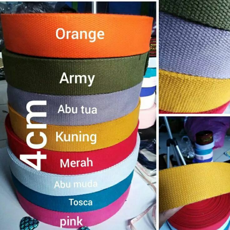 Pasti Murah  1 rol webbing 4 cm tali bisban warna bahan tas bisban murah