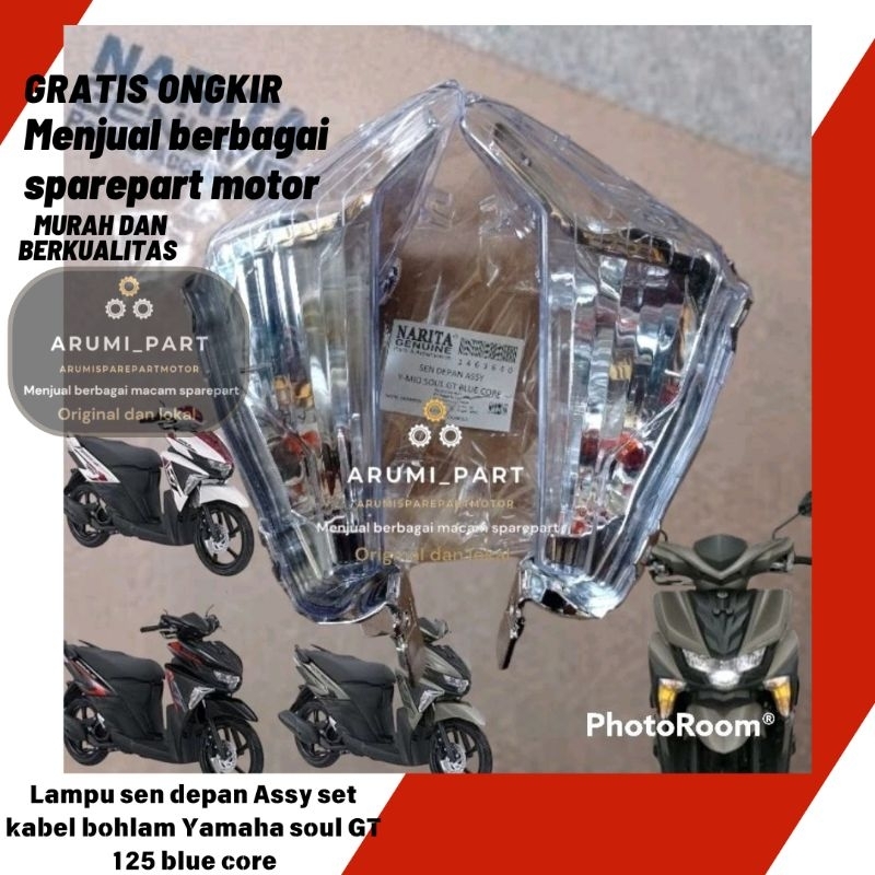 Reflektor lampu sen sein set kabel + bohlam depan yamaha soul gt led 125 blue core