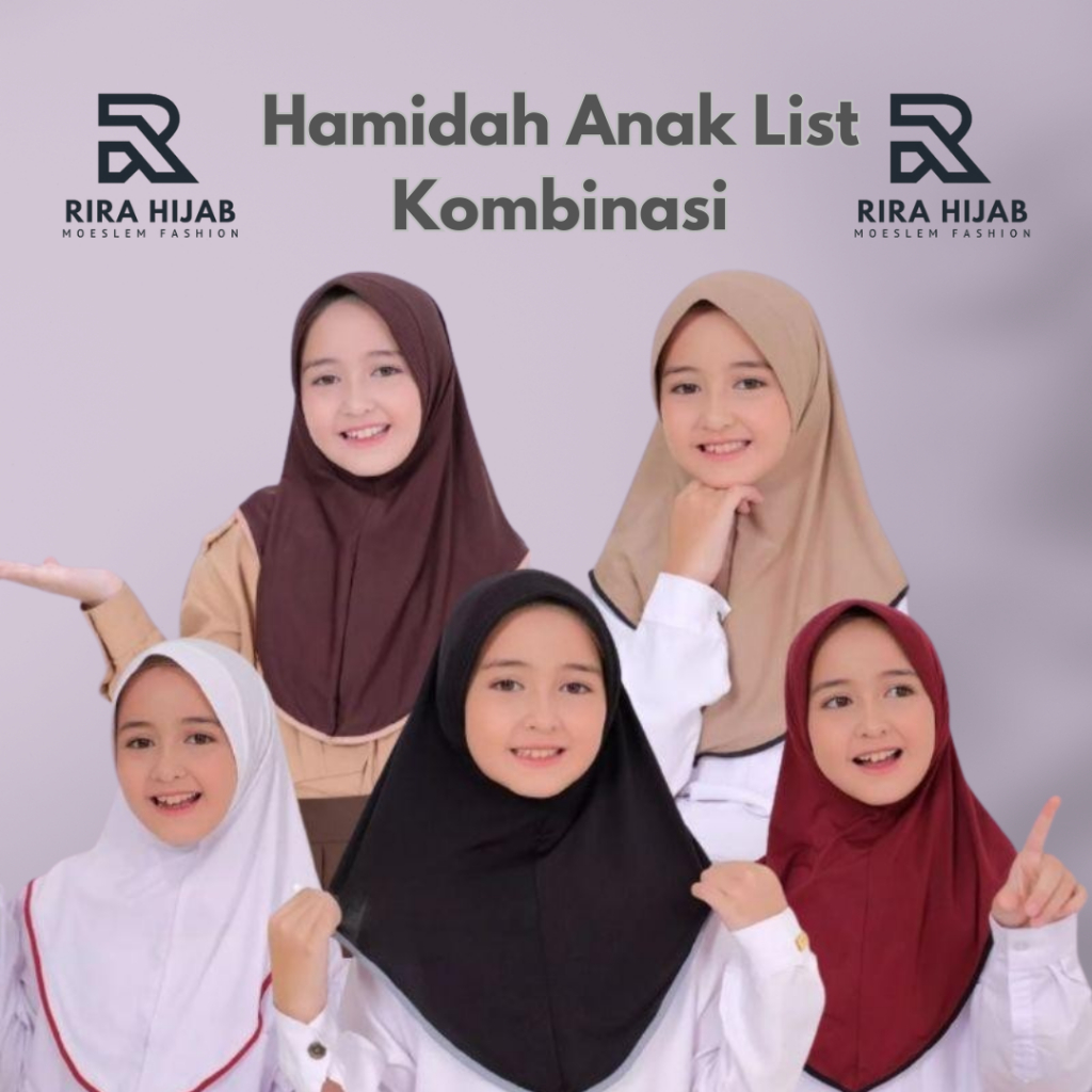 Jilbab Instan Anak Sekolah Bergo Hamidah Lis kombinasi/Jilbab Instan Jersey premium