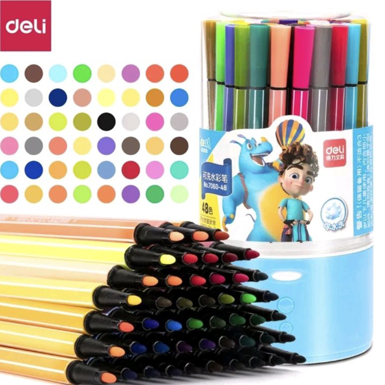 

TOKOATK168 Deli Hexagonal Watercolor Waker Pen Spidol Warna 48 Warna 76