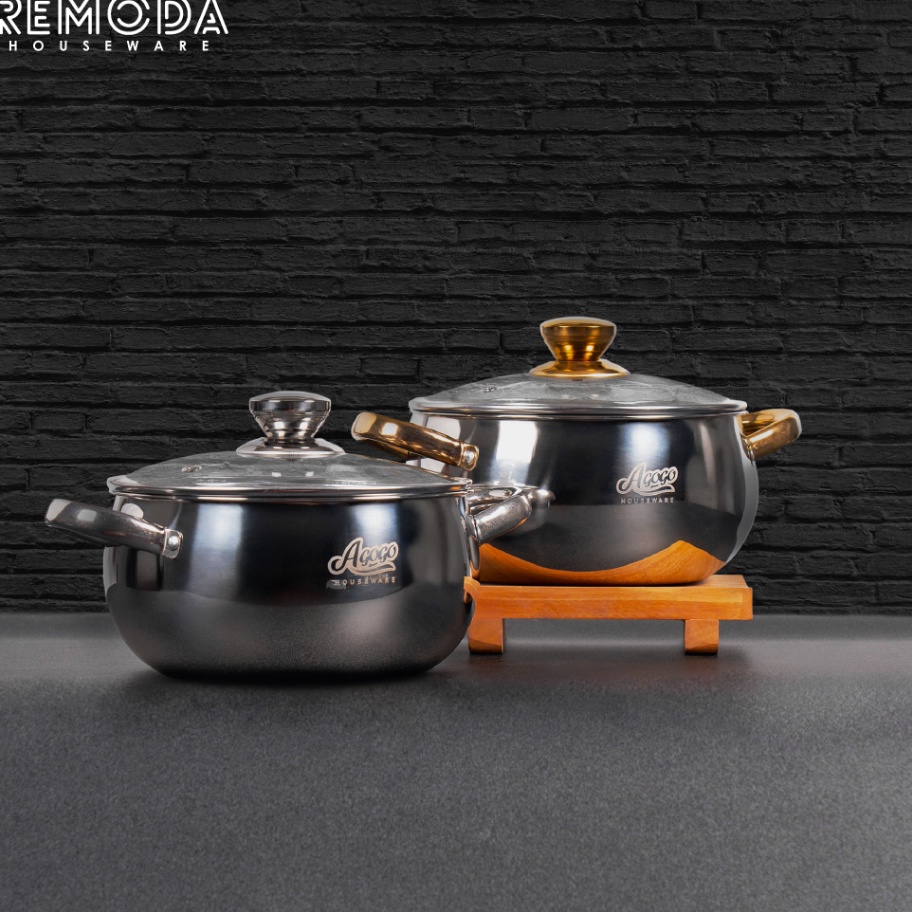 MEGA SALE Agogo Soup Pot Panci Sup Ukuran 224cm Stainless Steel Silver  Gold