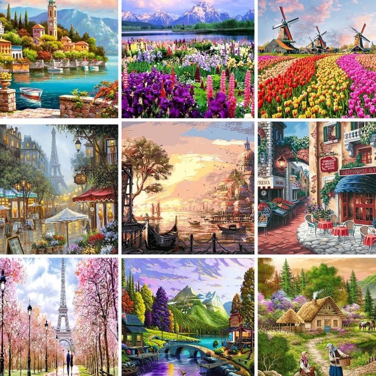 

Readystock Canvas Paint By Number Kit Digital Oil Painting DIY Paint By Number