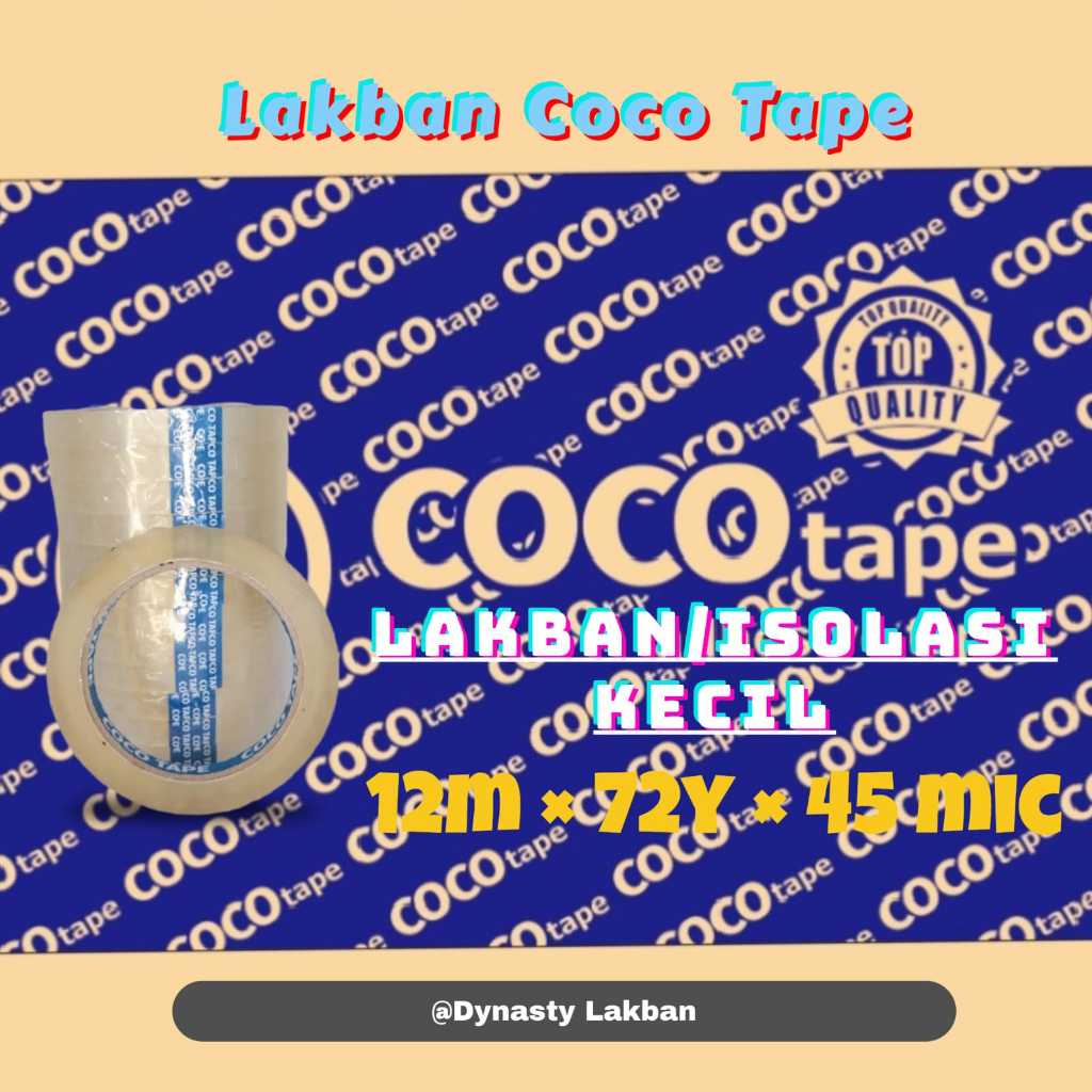 

1Slop (12roll) Isolasi lakban kecil / isolasi 12m x 72yard - COCO TAPE lakban packing tidak gampang putus