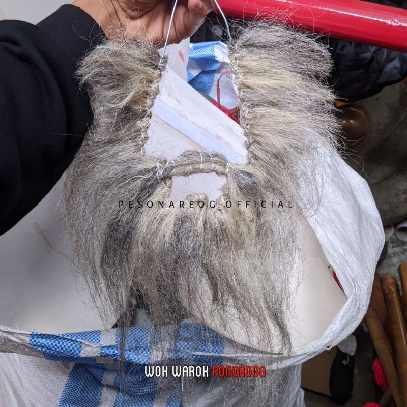 Wok Warok Ponorogo Putih Kumis Jenggot Palsu Bewok Aksesoris Warok Reog
