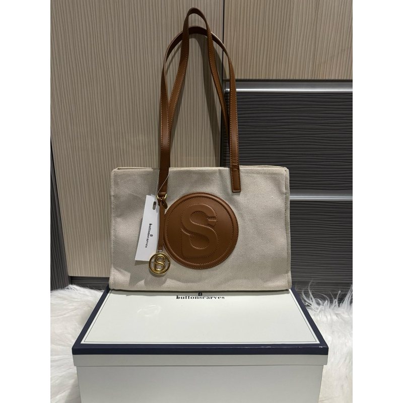 ❌SOLD❌ NEW AALIYA CANVAS COFFEE TOTE BAG BUTTONSCARVES ORIGINAL