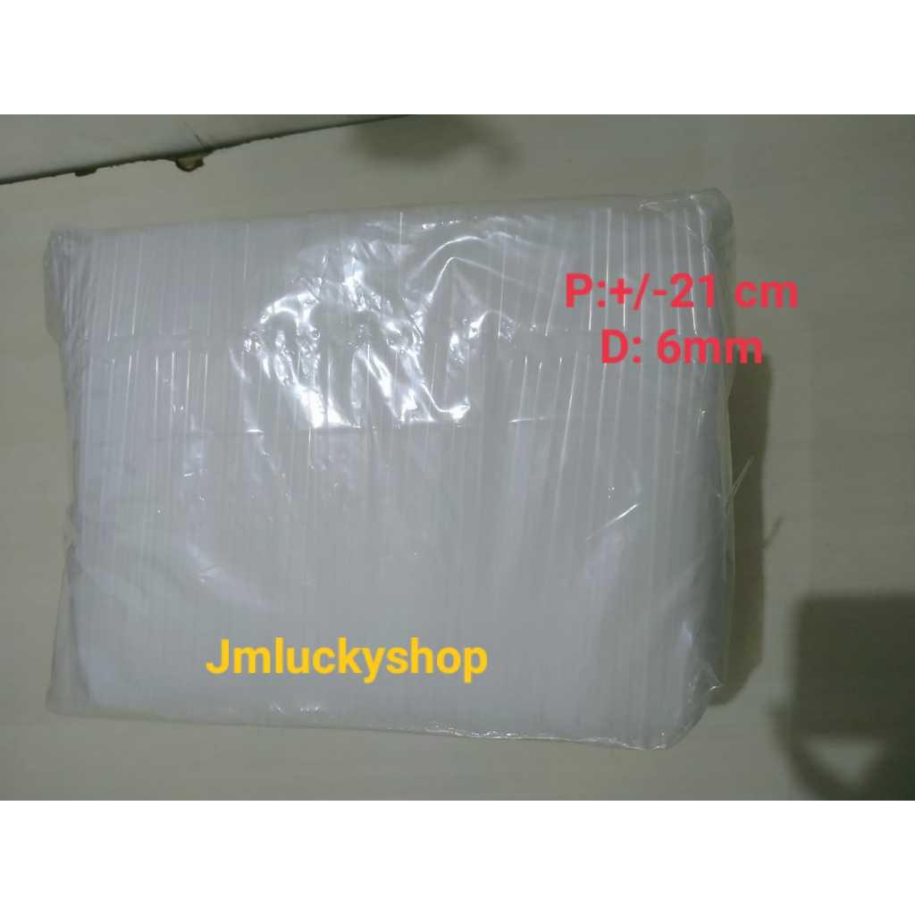 SEDOTAN PLASTIK MINUMAN KILOAN / PIPET FLEXIBLE BENGKOK WARNA PUTIH DAN HITAM/ PIPET BENGKOK 6 mm