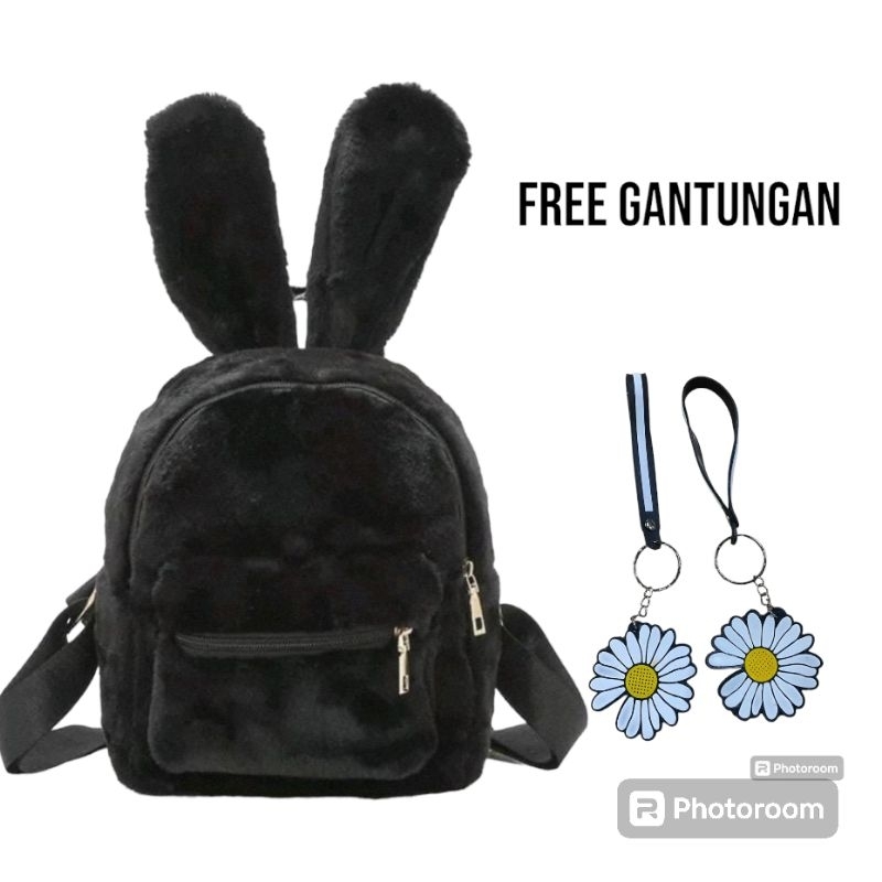 BEGIEE.Tas Ransel Wanita Bulu Halus ,Tas Ransel Rabit, Tas Ransel Model Terbaru Bhan Bulu Halus