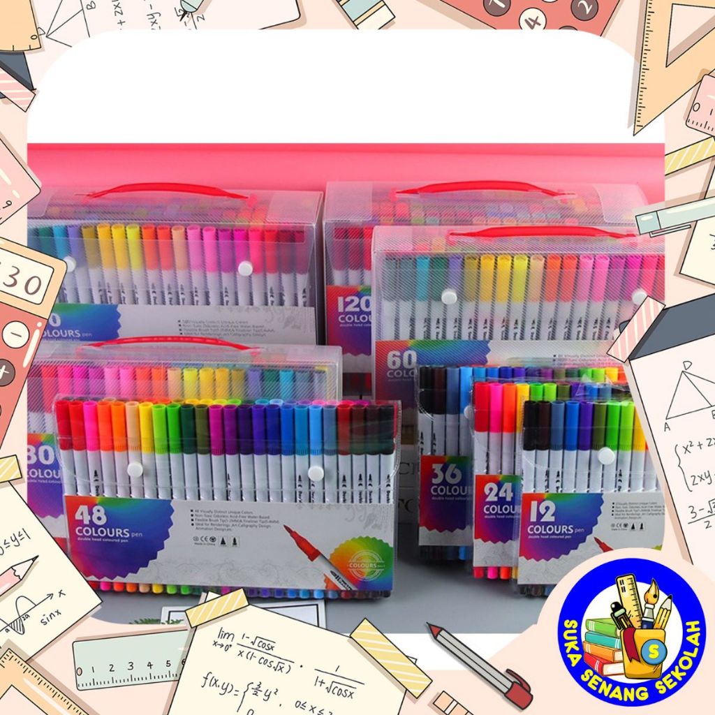 

120 Colours Spidol Double Head Pen Drawing Fine Art / Set Stabilo Double Tip Pen S0254