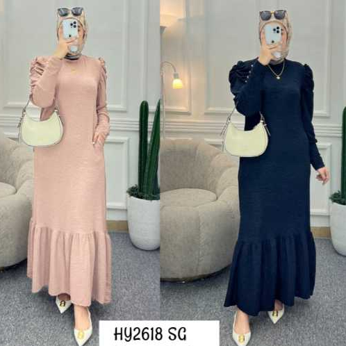 gamis muslim wanita kaos knit import repel polos terbaru