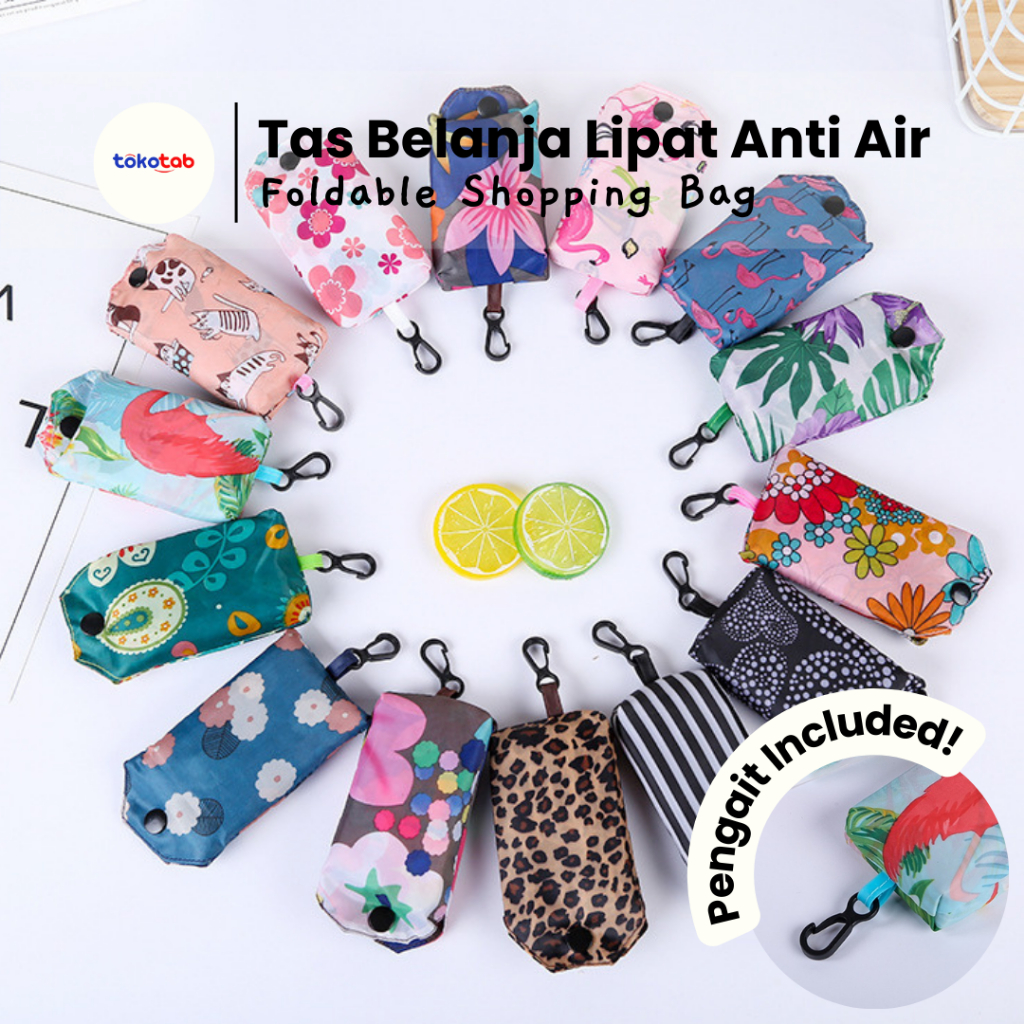 Tokotab - Tas Belanja Polyester Kain Tas Lipat Tas Belanja Lipat Portabel Gantungan Tas Gantung