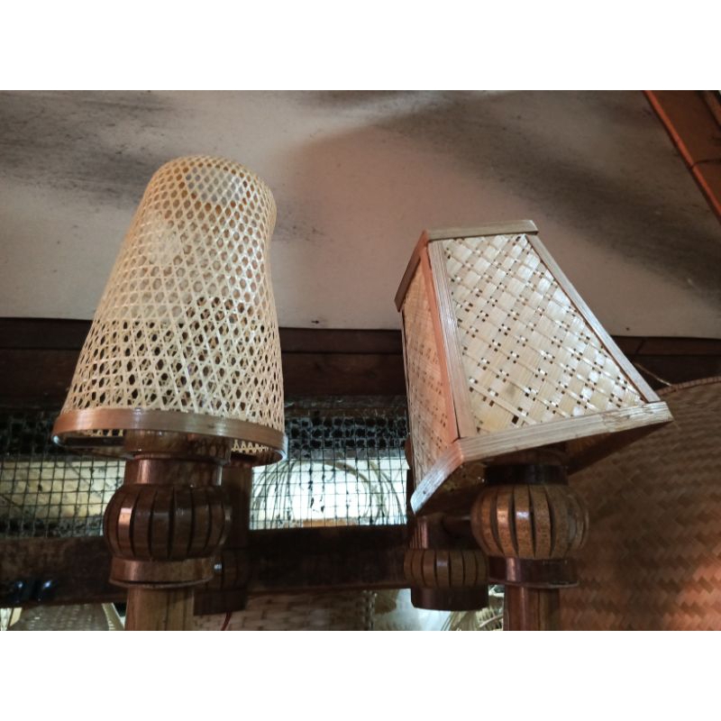anyaman hiasan lampu bambu
