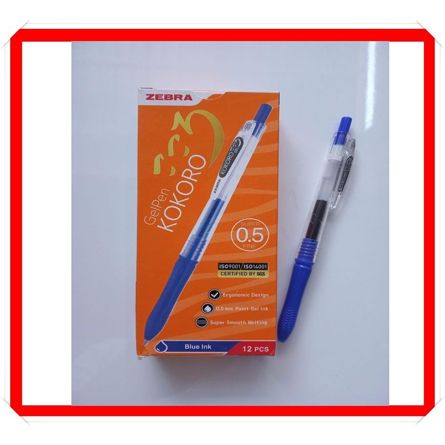 

Pulpen / Ballpoint Gel Zebra Kokoro Gel Pen Blue Black 0,5 mm Tinta Biru