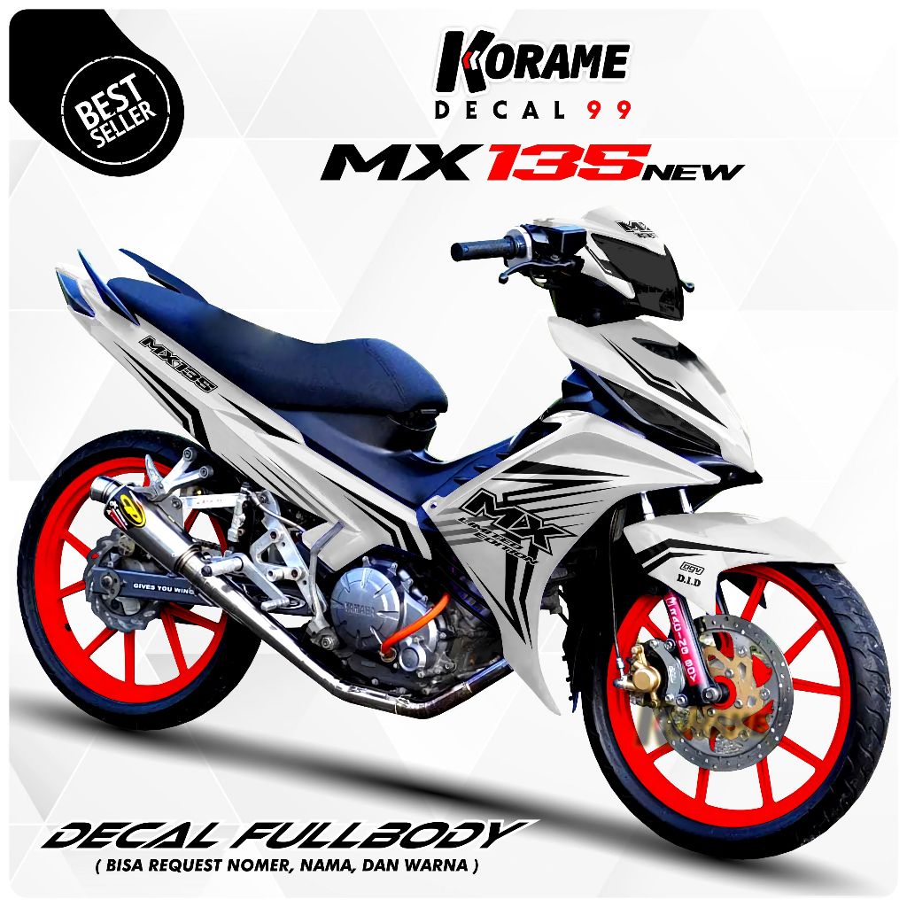 Decal Jupiter MX New 135 Motif Matrixlane Warna Putih Fullbody