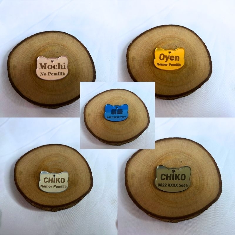 Liontin Custom Nama Motif Kepala Kucing Berbahan Akrilik