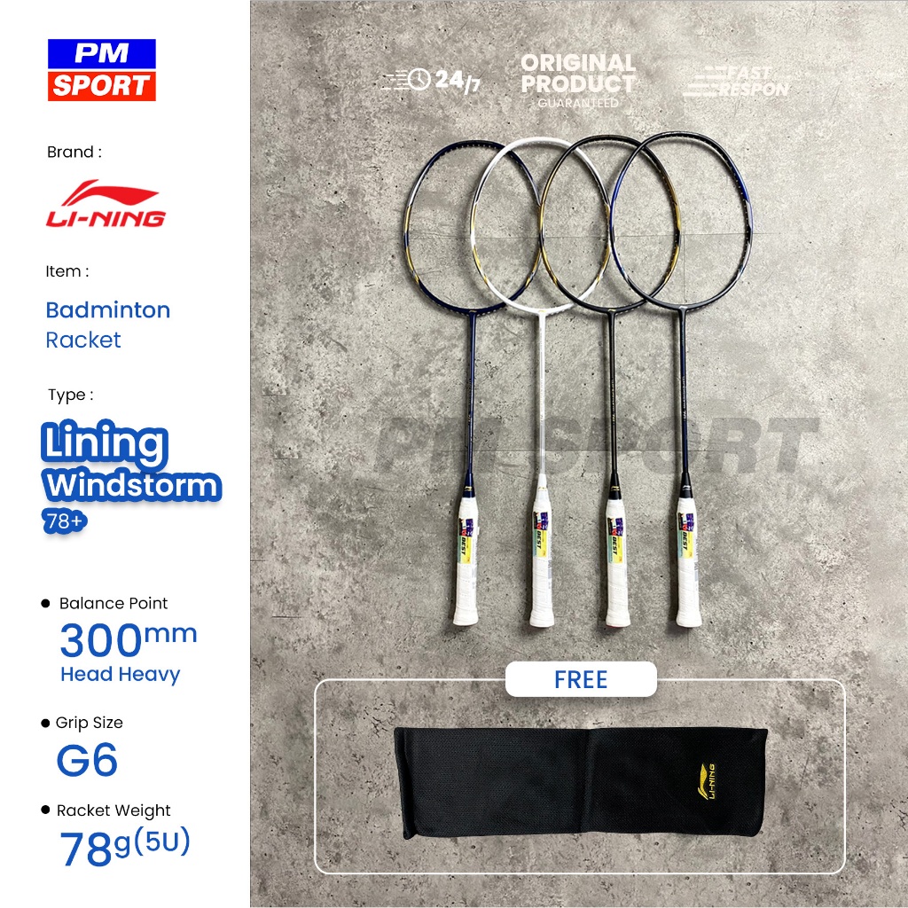 RAKET BADMINTON / BULUTANGKIS LINING WINDSTORM 78 + 78+ ORIGINAL