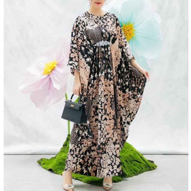 DRESS WANITA MOTIF BUNGA / BAJU WANITA KAFTAN