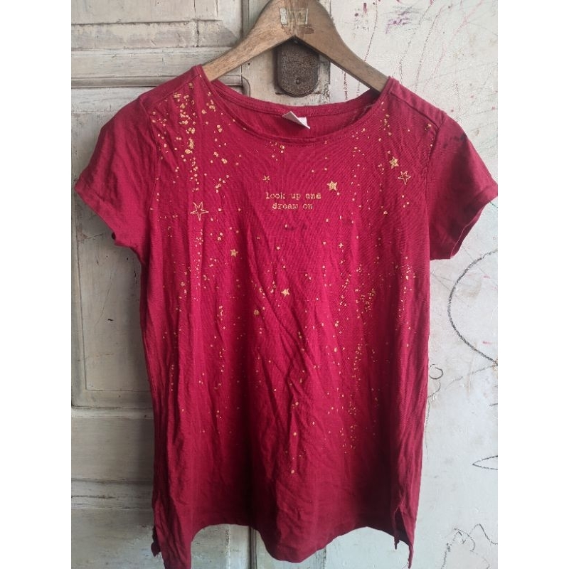 preloved kaos Zara merah | pl Zara | second kaos halus
