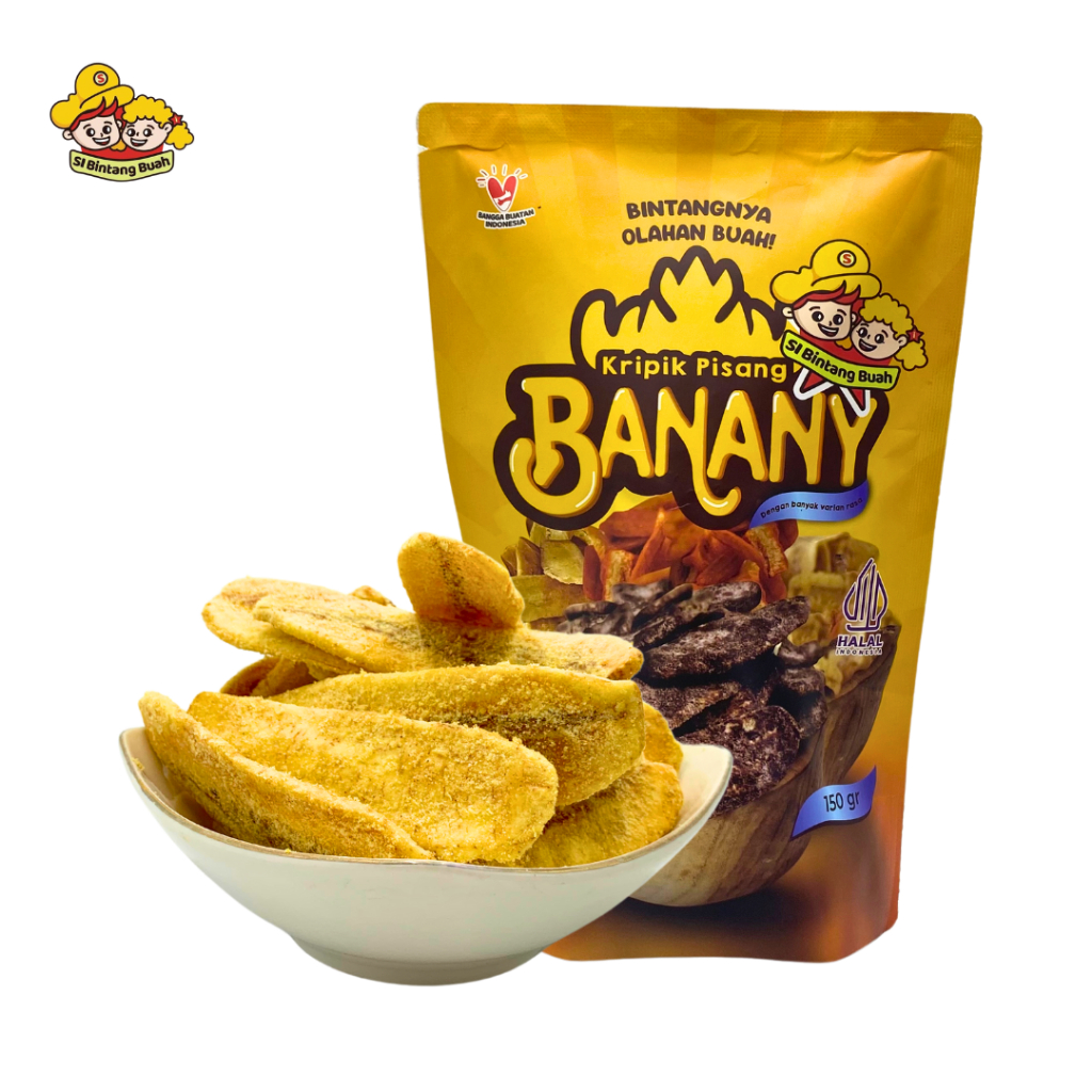 

Banany Keripik Pisang Kepok Rasa Keju - SI Bintang Buah - Oleh-Oleh Khas Lampung (150 Gram)