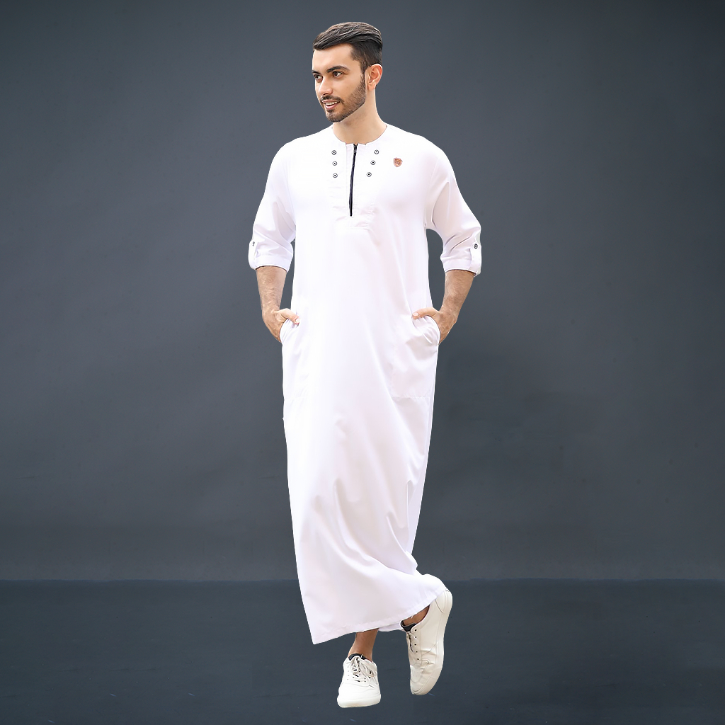 Kawan Muslim - Baju Jubah Gamis Pria Bahan Katun Toyobo Premium Bisa Cod Putih Hitam Hijau Abu-PUTIH