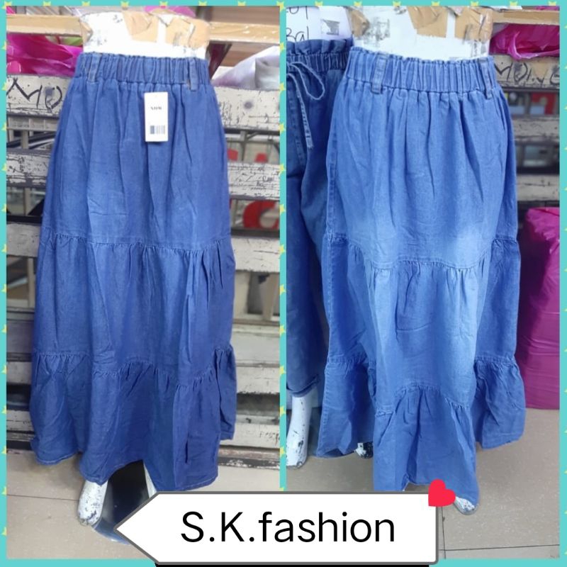 Rok susun/rok payung/rok susun jeans/rok panjang jeans/rok jeans wanita terbaru