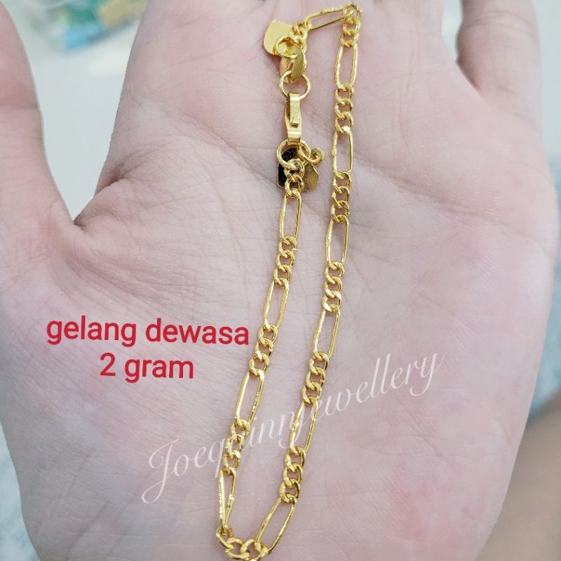 gelang dewasa tambang 2 gram emas muda
