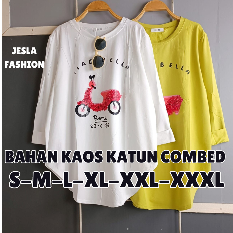 Baju Atasan Wanita Terbaru Vespa Rome Blouse BO Size S M L XL XXL XXXL LD 90-130 CM Bahan Kaos Katun