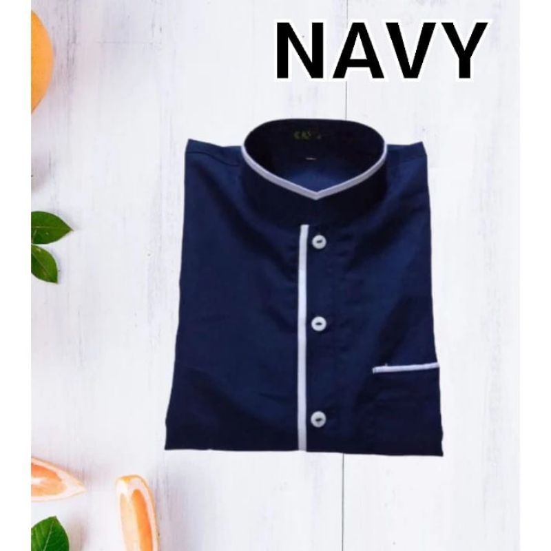 Jubah Pria dewasa Gamis Laki laki Tangan Pendek Baju Pria Muslim Variasi List Warna Hitam Putih Navy