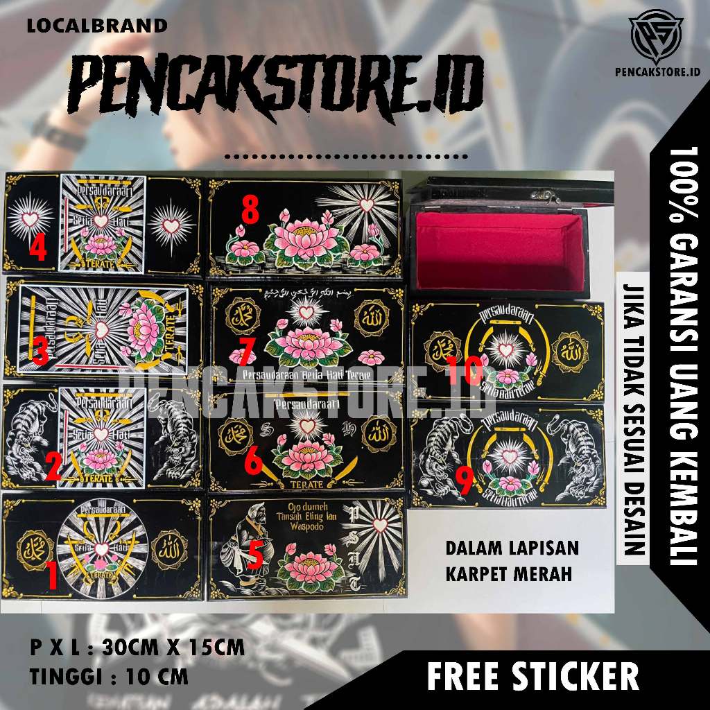 Kotak mori PSHT ukir biasa dan bewarna kotak mori psht ukir warna kotak mori psht murah