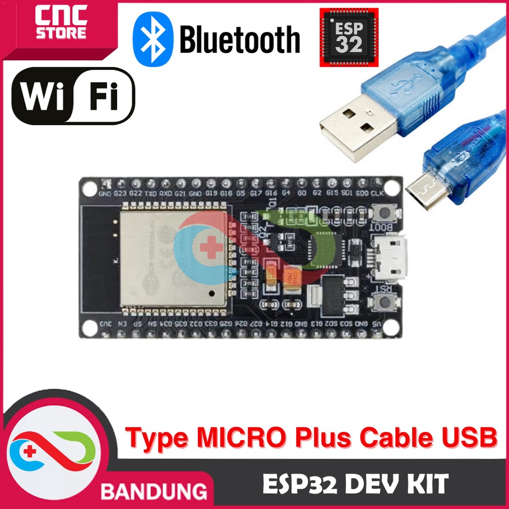 

ESP32 ESP32 DOIT WIFI BLUETOOTH IOT ESP32S DEVELOPMENT BOARD 38 PIN PLUS KABEL DATA MICRO KODE X9T6