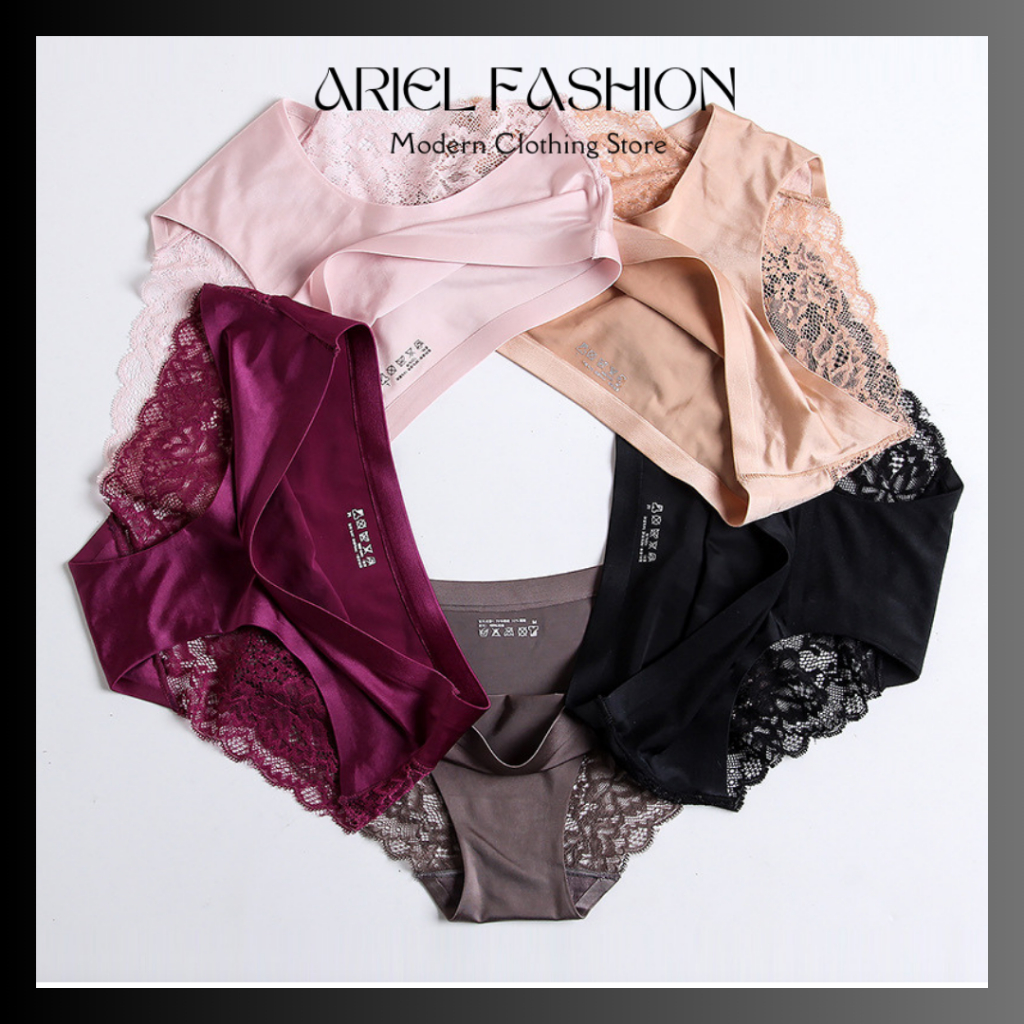ArielFashion CD043 Celana Dalam Seamless Wanita Underwear Cewek Ice Silk CD Premium Lace Sexy CD