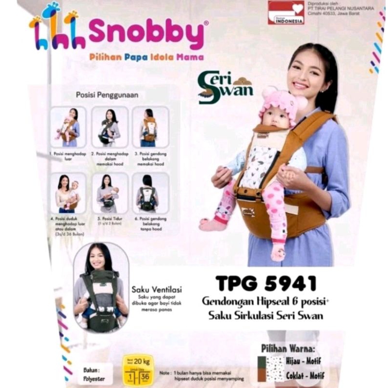 Snobby Gendongan Hipseat 6 Posisi + Saku Sirkulasi Seri Swan  - TPG5941 / 6 Posisi + Saku Megha / Ra
