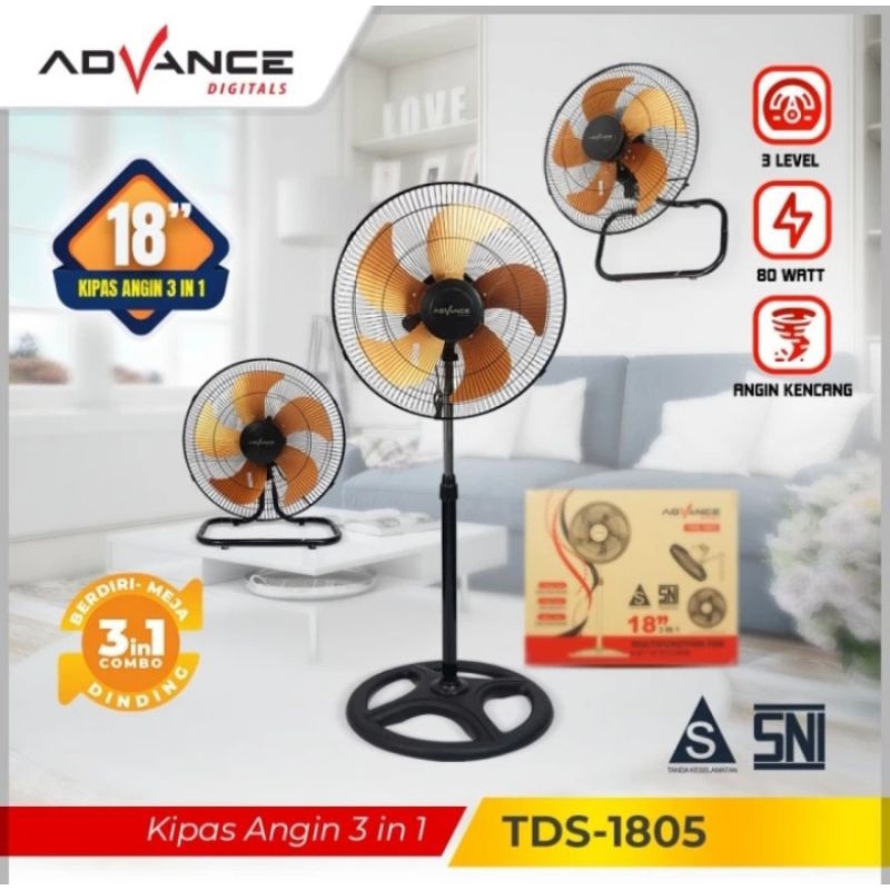 Kipas Angin Tornado ADVANCE 18inci 3in1 / ADVANCE Kipas Angin Tornado TDS 1805 Baling Besi