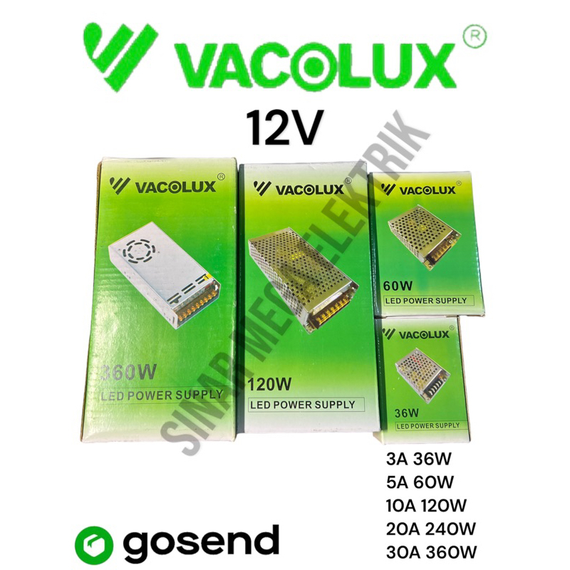 POWER SUPPLY ADAPTOR TRAVO TRAFO VACOLUX 12V 3A 5A 10A 20A 30A TERMURAH / 3AMPERE 5AMPERE 10AMPERE 2