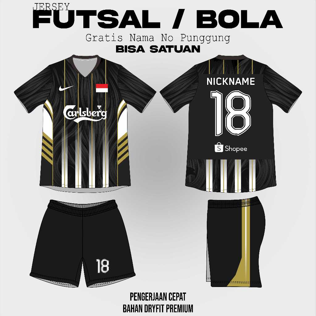 JERSEY SEPAK BOLA / FUTSAL GRATIS NAMA, TEAM, NO , LOGO DAN DESAIN (BAZER)
