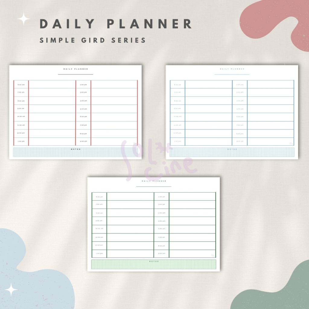 

Daily Planner / Wall Planner - Simple Grid Series