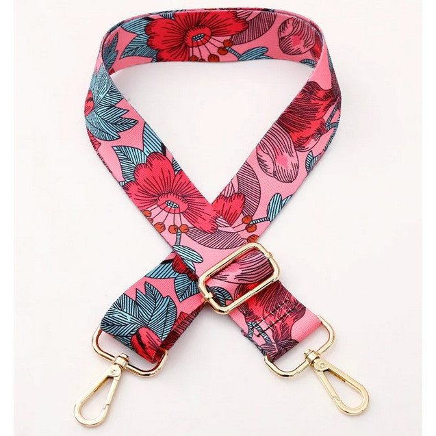 Tali tas/tali gitar - bag strap - flower pink