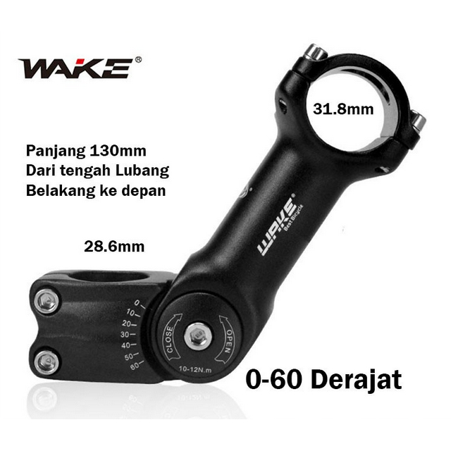 Wake Stem Sepeda MTB Rise Adjustable 0-60 Derajat 130mm OS 31.8mm