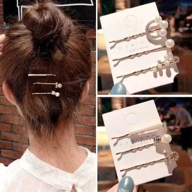 (1set) Jepit Rambut Flower Mutiara Korean style