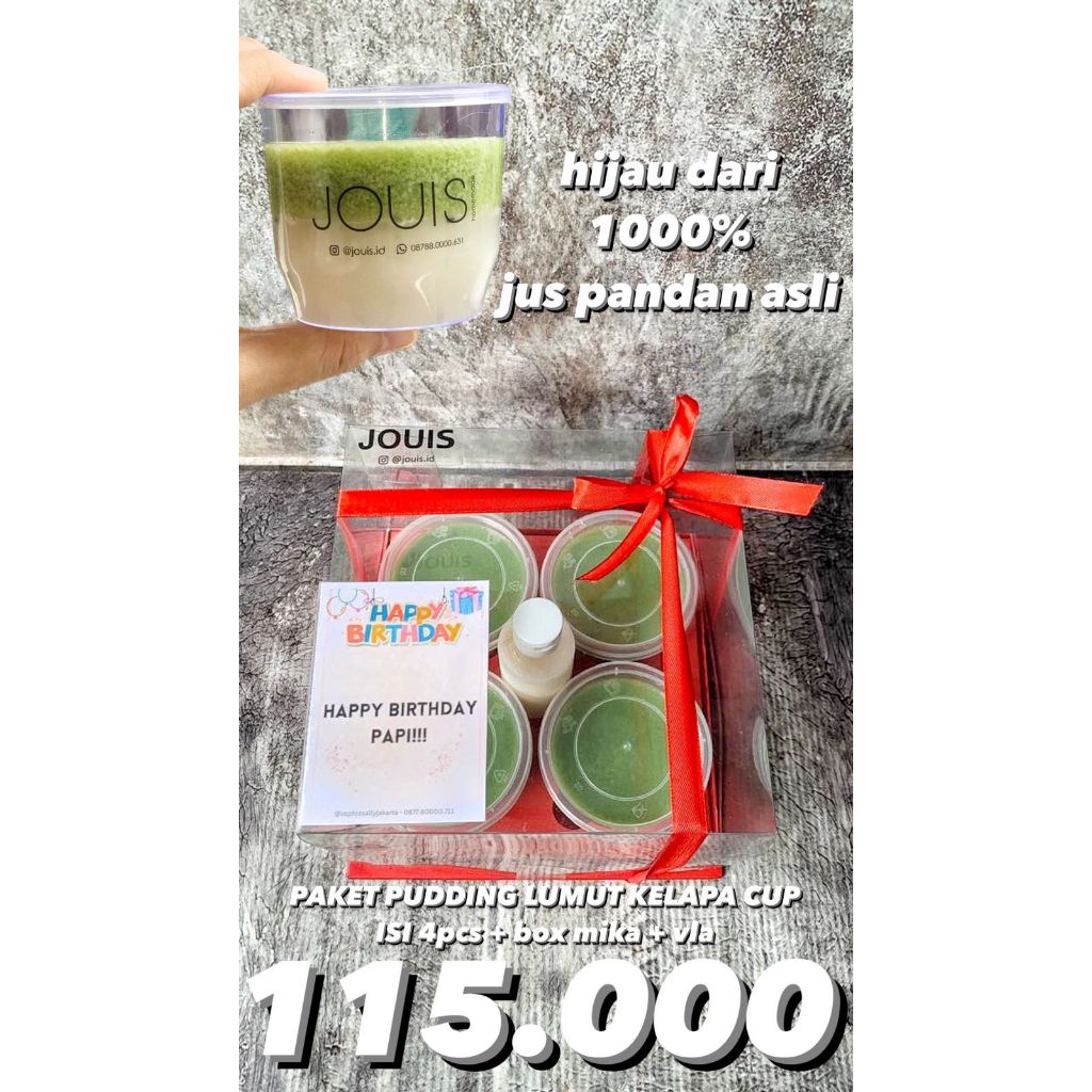

Pudding Lumut Cup isi 4 Paket Hampers - READY Setiap Hari / FREE TOPPER dan CARD