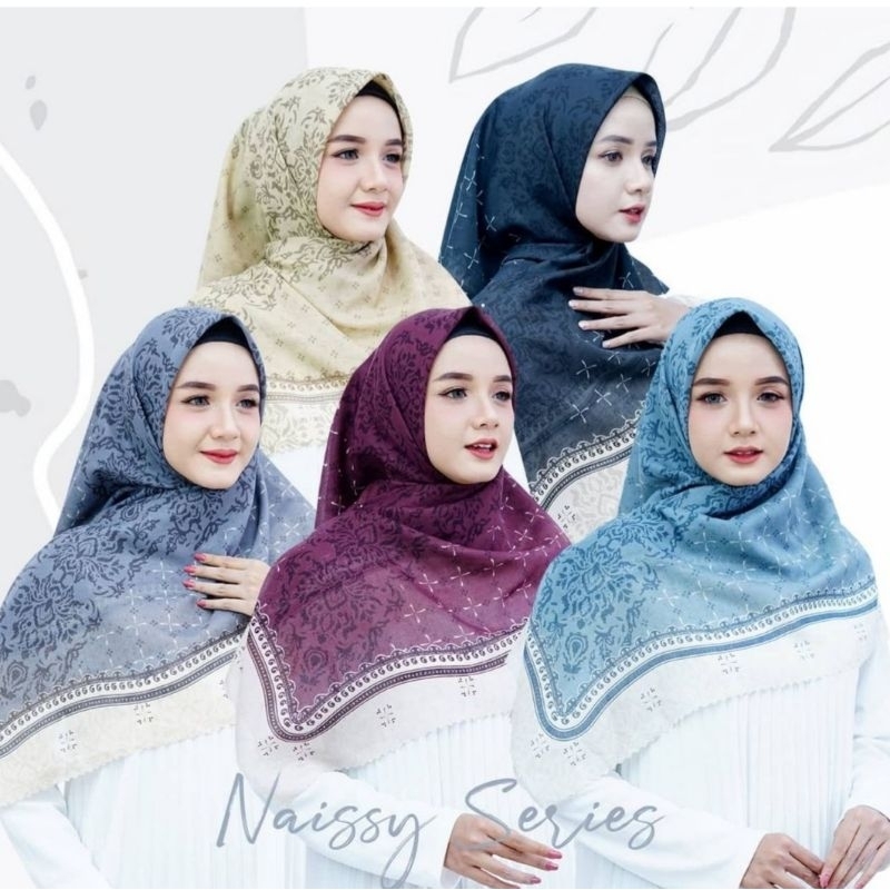 Ellisah Scarves Print, Hijab Segiempat Voal Premium Best seller