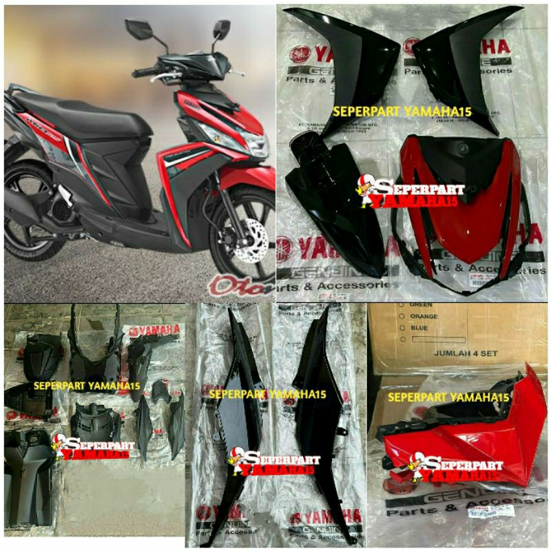 PAKET BODY HALUS DAN KASAR SET MIO M3 Z MERAH HITAM (22 PCS) ORIGINAL YGP